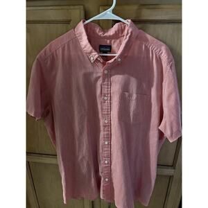 Patagonia Shirt Mens 2XL Pink Chambray Organic Cotton Short Sleeve Button Up